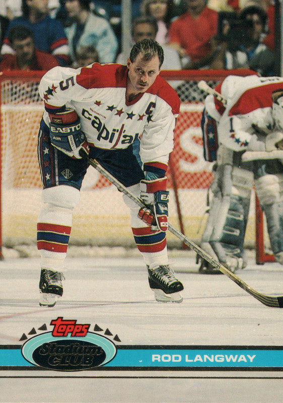 #225 Rod Langway Washington Capitals 1990-91 Topps Stadium Club Hockey Card OS