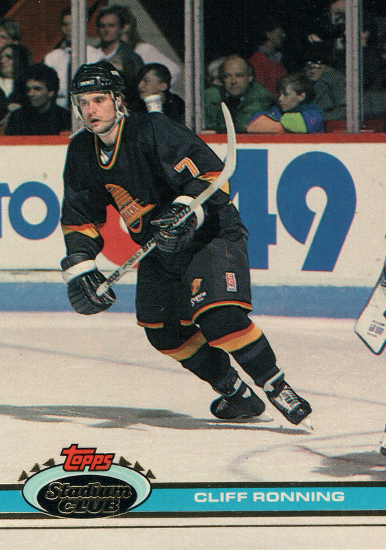 #298 Cliff Ronning Vancouver Canucks 1990-91 Topps Stadium Club Hockey Card OS