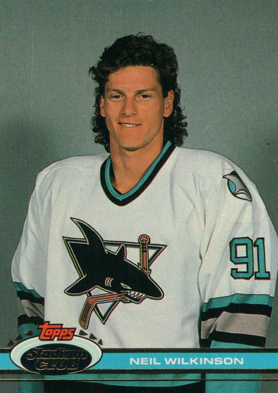#293 Neil Wilkinson San Jose Sharks 1990-91 Topps Stadium Club Hockey Card OS