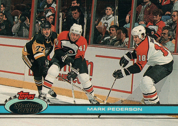 #291 Mark Pederson Philadelphia Flyers 1990-91 Topps Stadium Club Hockey Card OS