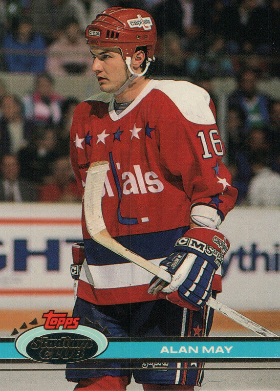 #288 Alan May Washington Capitals 1990-91 Topps Stadium Club Hockey Card OS