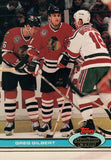 #242 Greg Gilbert Chicago Blackhawks 1990-91 Topps Stadium Club Hockey Card OT