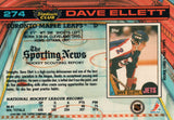 #274 Dave Ellett Toronto Maple Leafs 1990-91 Topps Stadium Club Hockey Card OT