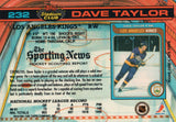 #232 Dave Taylor  Los Angeles Kings 1990-91 Topps Stadium Club Hockey Card OT