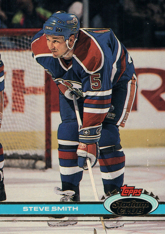 #230 Steve Smith Edmonton Oilers 1990-91 Topps Stadium Club Hockey Card OT