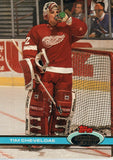 #224 Tim Cheveldae Detroit Red Wings 1990-91 Topps Stadium Club Hockey Card OU