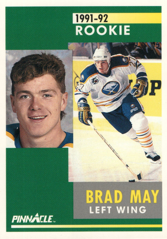 #302 Brad May Rookie Buffalo Sabres 1991-92 Pinnacle Hockey Card OU