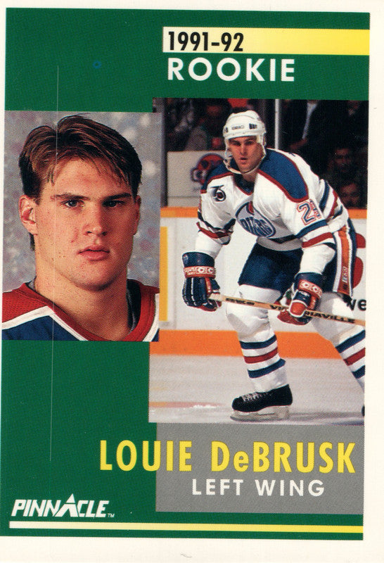 #347 Louie Debrusk Rookie Edmonton Oilers 1991-92 Pinnacle Hockey Card OV