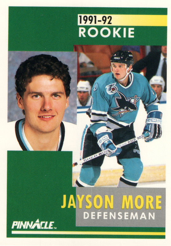 #342 Jayson More Rookie San Jose Sharks 1991-92 Pinnacle Hockey Card OV