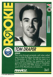 #341 Tom Draper Rookie Buffalo Sabres 1991-92 Pinnacle Hockey Card OV