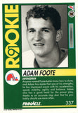 #337 Adam Foote Rookie Quebec Nordiques 1991-92 Pinnacle Hockey Card OV
