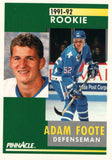 #337 Adam Foote Rookie Quebec Nordiques 1991-92 Pinnacle Hockey Card OV