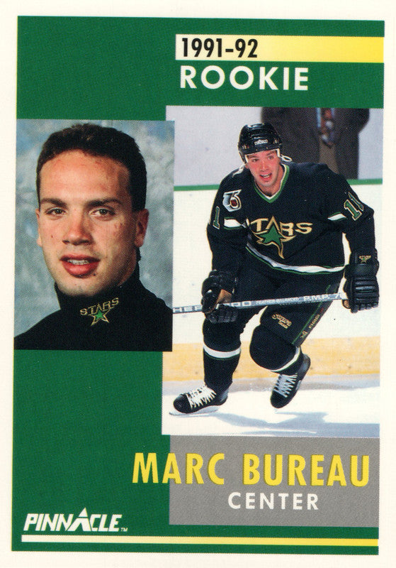 #335 Marc Bureau Rookie Dallas Stars 1991-92 Pinnacle Hockey Card OV