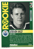 #334 Steven Rice Rookie Edmonton Oilers 1991-92 Pinnacle Hockey Card OV