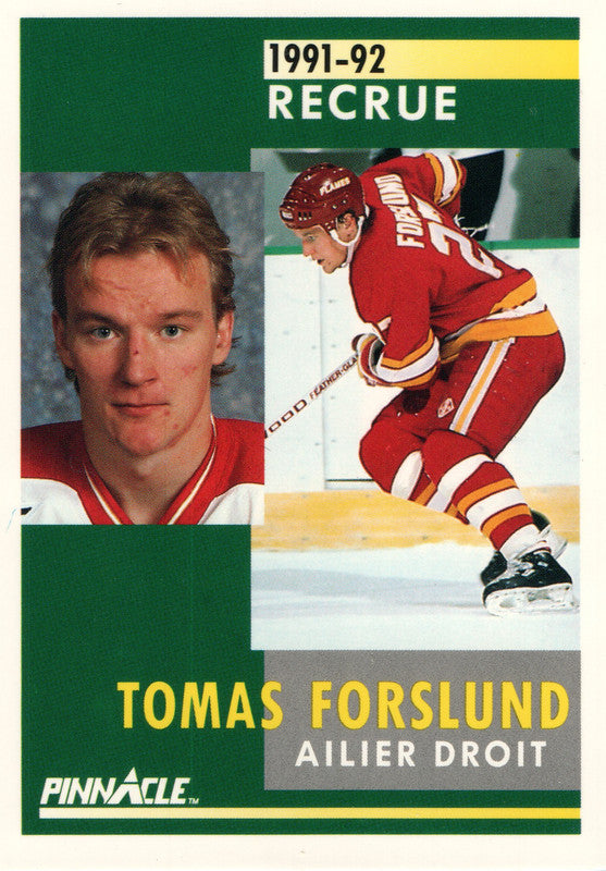 #333 Tomas Forslund Rookie Calgary Flames 1991-92 Pinnacle Hockey Card OV