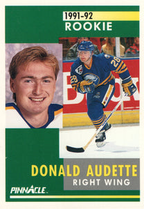 #330 Donald Audette Rookie Buffalo Sabres 1991-92 Pinnacle Hockey Card OV