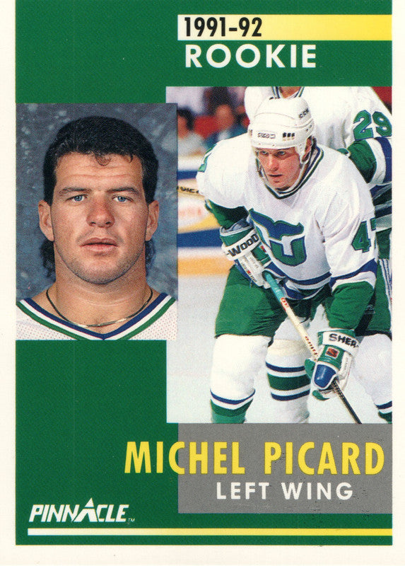 #327 Michel Picard Rookie Hartford Whalers 1991-92 Pinnacle Hockey Card OW