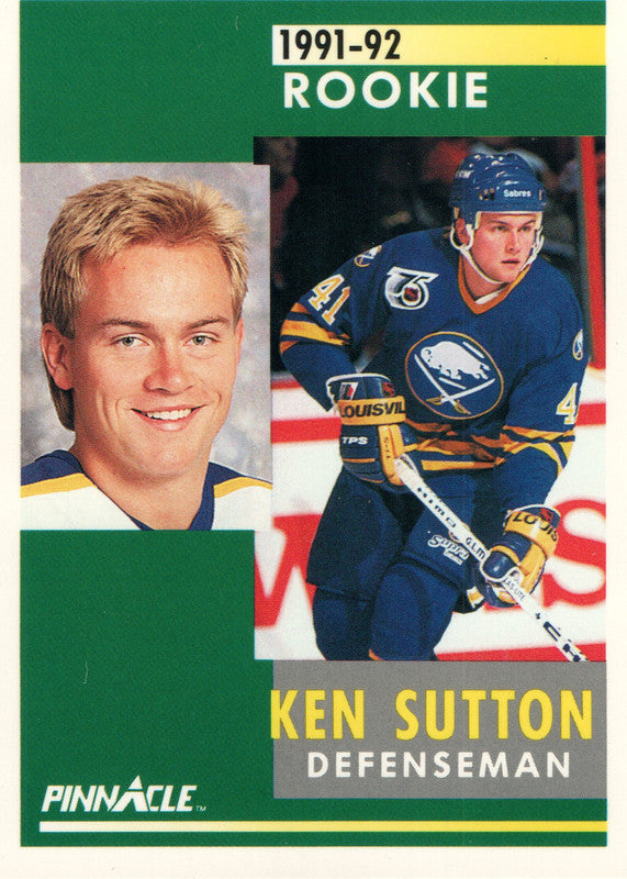 #325 Ken Sutton Rookie Buffalo Sabres 1991-92 Pinnacle Hockey Card OW