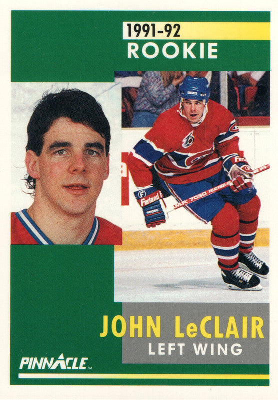 #322 John Leclair Rookie Montreal Canadiens 1991-92 Pinnacle Hockey Card OW