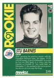#319 Stu Barnes Rookie Winnipeg Jets 1991-92 Pinnacle Hockey Card OW