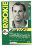 #313 Claude Lapointe Rookie Quebec Nordiques 1991-92 Pinnacle Hockey Card OW