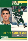 #309 Geoff Sanderson Rookie Hartford Whalers 1991-92 Pinnacle Hockey Card OW