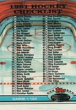 #398 Checklist  1991-92 Topps Stadium Club Hockey Card OX