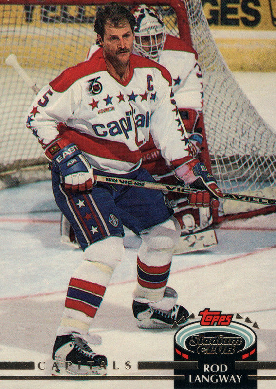 #215 Rod Langway Washington Capitals 1991-92 Topps Stadium Club Hockey Card OX