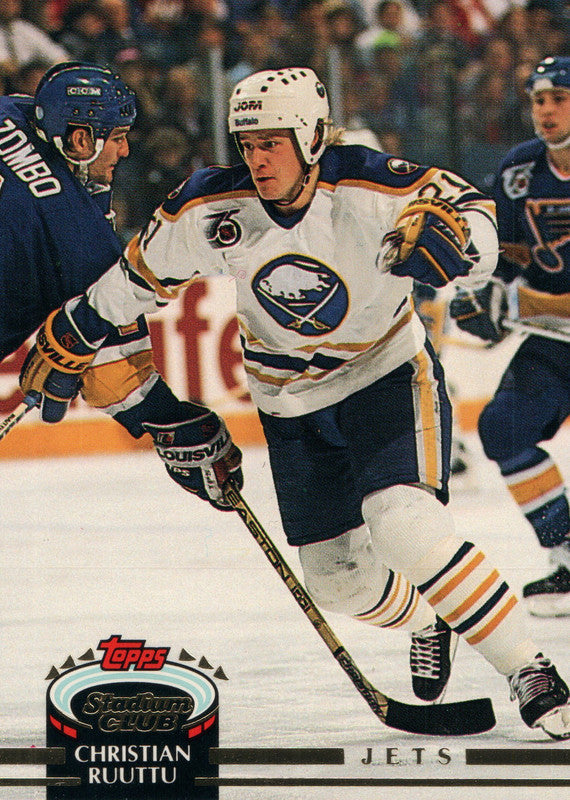 #330 Christian Ruuttu Winnipeg Jets 1991-92 Topps Stadium Club Hockey Card OX