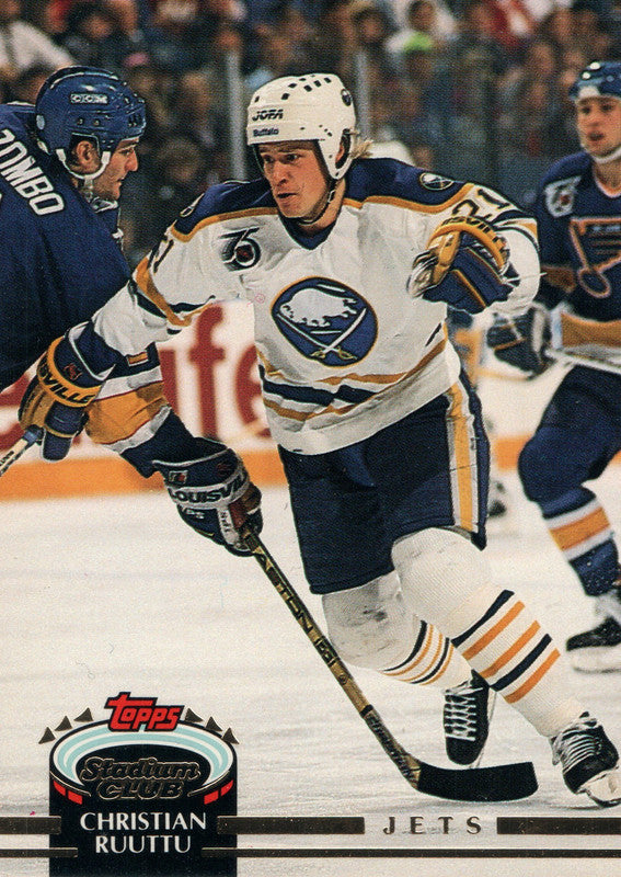 #330 Christian Ruuttu Winnipeg Jets 1991-92 Topps Stadium Club Hockey Card OY