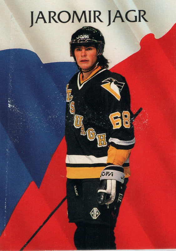 #220 Jaromir Jagr Pittsburgh Penguins 1991-92 Parkhurst Hockey Card OZ