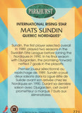 #221 Mats Sundin Quebec Nordiques 1991-92 Parkhurst Hockey Card OZ