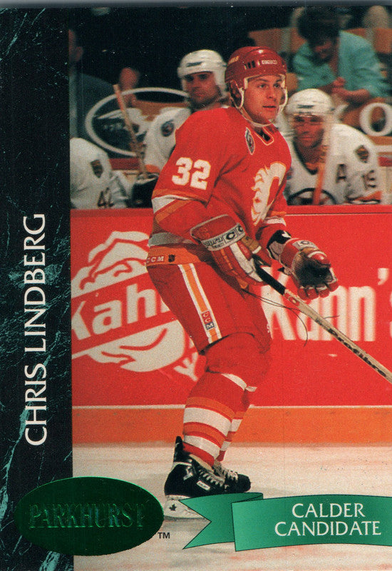 #27 Chris Lindberg Calgary Flames 1991-92 Parkhurst Hockey Card OZ