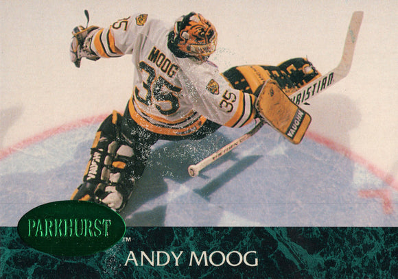 #3 Andy Moog Boston Bruins 1991-92 Parkhurst Hockey Card OZ