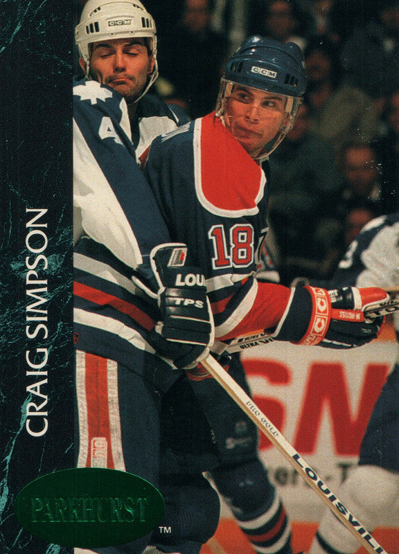 #51 Craig Simpson Edmonton Oilers 1991-92 Parkhurst Hockey Card OZ