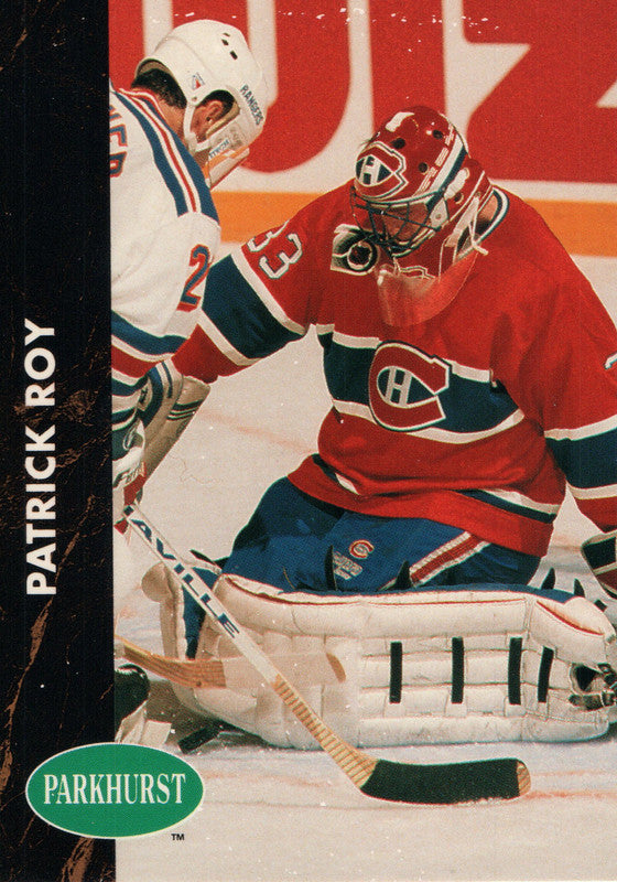 #90 Patrick Roy Montreal Canadiens 1990-91 Parkhurst Hockey Card OZA
