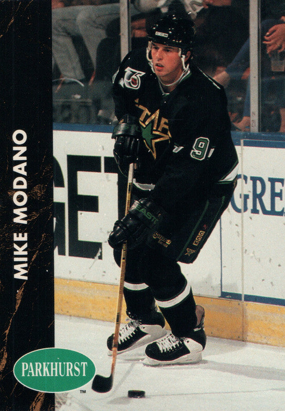 #81 Mike Modano Minnesota North Stars 1990-91 Parkhurst Hockey Card OZA