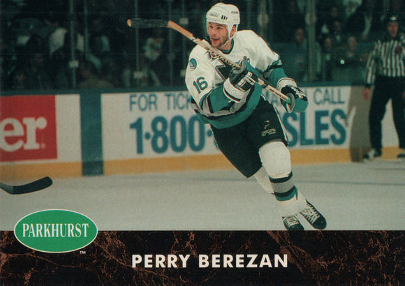 #381 Perry Berezan San Jose Sharks 1991-92 Parkhurst Hockey Card OZB