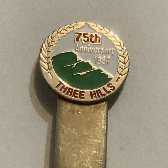 Three Hills Alberta 75th Anniversary 1987 Collectable Souvenir Spoon CX