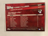 #257 Corey Kluber League Leaders Cleveland Indians 2017 Topps Series One Baseball Card