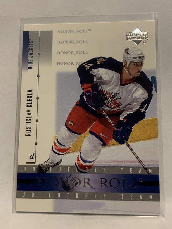 #58 Rostislav Klesla Honor Roll Columbus Blue Jackets 2001-02 Upper Deck Hockey Card  NHL