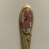 Pink Flowers Collectable Souvenir Spoon CZ
