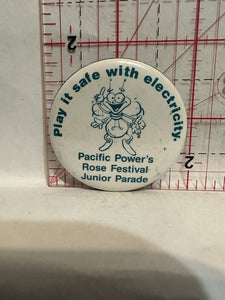 Pacific Power's Rose Festival Junior Parade Bee Mascot Button Pinback