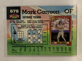 #678 Mark Carreon Detroit Tigers 1992 Topps Stadium Club Baseball Card