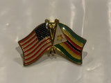 USA Zimbabwe Friendship Flags Lapel Hat Pin CJ