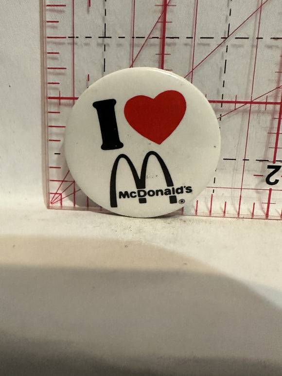 I Love Heart Mcdonalds Button Pinback