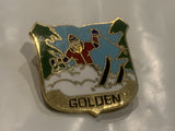 Golden BC Skiing Lapel Hat Pin CJ