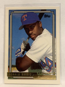 #554 Donald Harris Texas Rangers 1992 Topps Baseball Card
