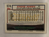 #574 Steve Avery Atlanta Braves 1992 Topps Baseball Card