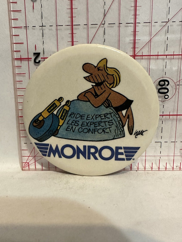 Monroe Ride Experts Les Experts En Confort Cartoon Button Pinback